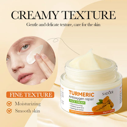 Natural Handmade Turmeric Soap Face Cream Serum Skin Care Set Clean Cutin Oil Control Removal Acne Whitening Remove Dark Spots - AR Perk Inc