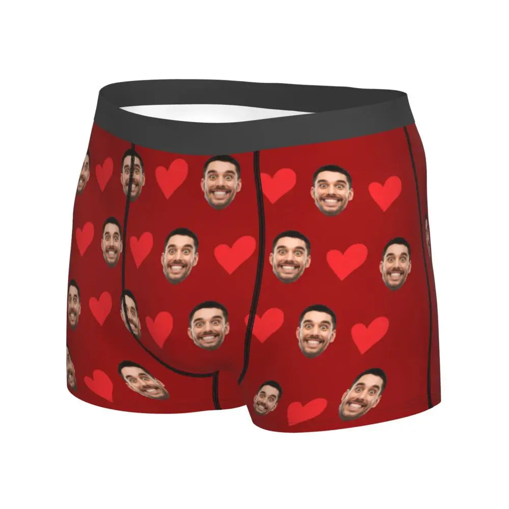 Personalized Face Photo Underwear Custom Heart Boxer Briefs Men Briefs  Gift For Husband Anniversary Gift for Dad