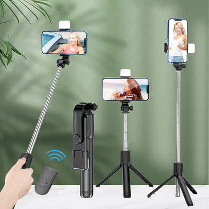 Bluetooth Remote Extendable Phone Tripod Wireless Selfie Stick Tripod Stand for iPhone 15 Samsuing  Phone Tiktok Live Streaming - AR Perk Inc