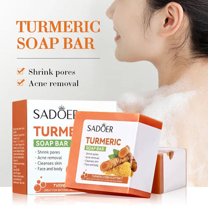 Natural Handmade Turmeric Soap Face Cream Serum Skin Care Set Clean Cutin Oil Control Removal Acne Whitening Remove Dark Spots - AR Perk Inc