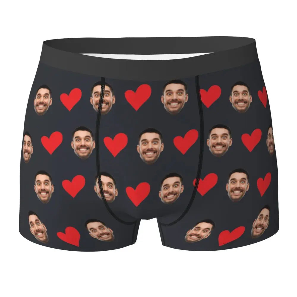 Personalized Face Photo Underwear Custom Heart Boxer Briefs Men Briefs  Gift For Husband Anniversary Gift for Dad