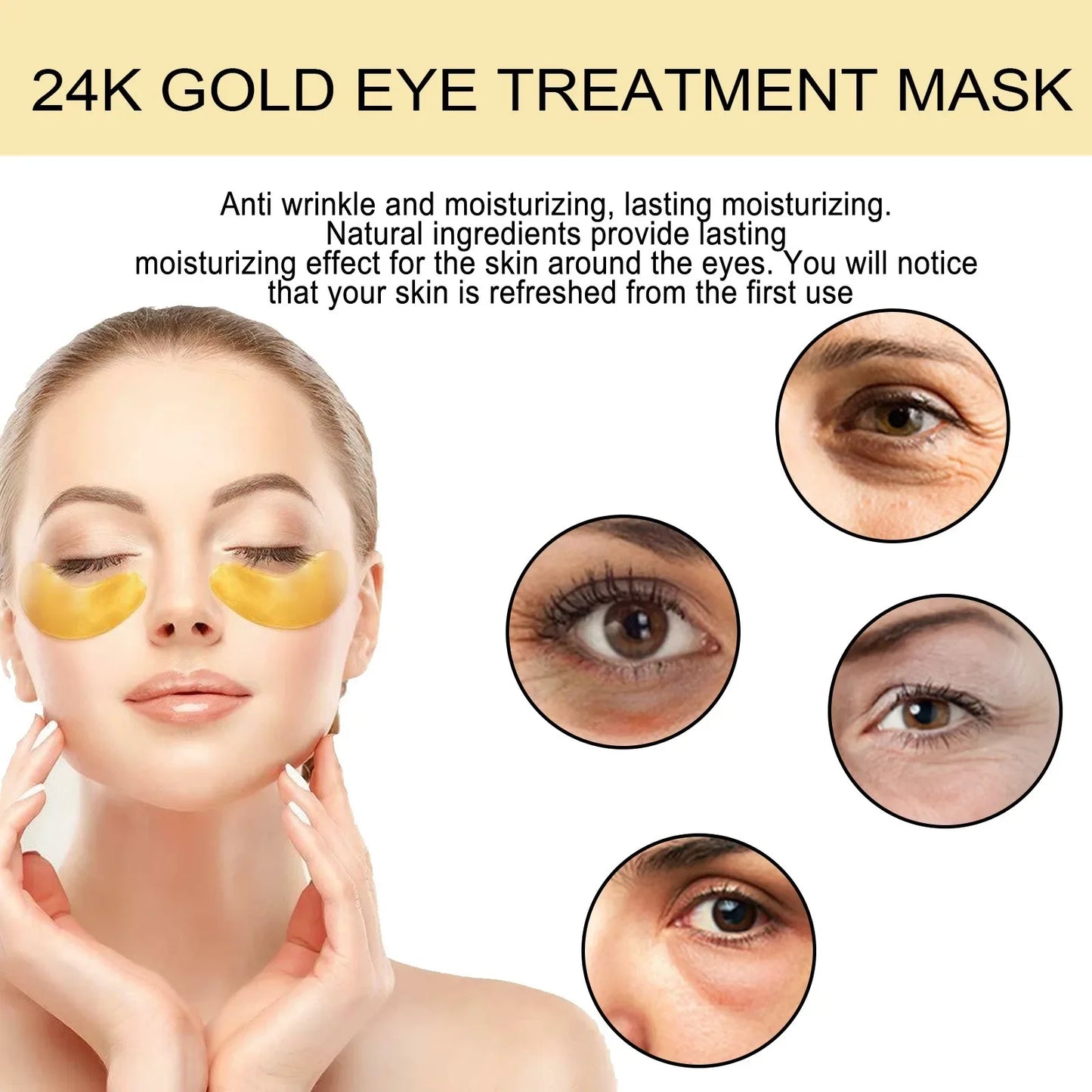 24K Gold Hyaluronic Acid Eye Mask Moisturizing Remove Dark Eye Circles Collagen Eye Patches Korean Beauty Skincare Products