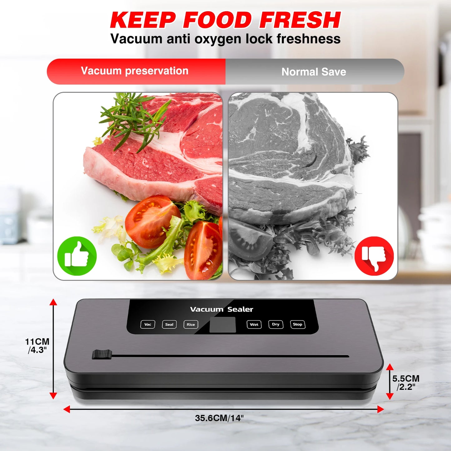 5-in-1 Multi-Functional Vacuum Sealer Food Vacuum Sealer Machine Automatic Food Sealer for Food Preservation With 10 Sealer bags