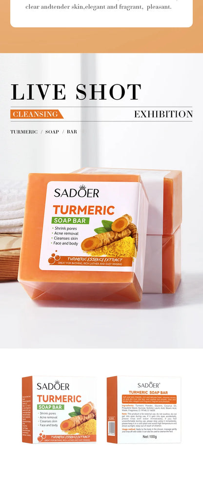 Natural Handmade Turmeric Soap Face Cream Serum Skin Care Set Clean Cutin Oil Control Removal Acne Whitening Remove Dark Spots - AR Perk Inc