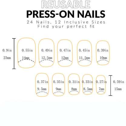 24pcs Short Square Baby Pink Striped Dots Heart Pattern Full Cover Fake Nail Summer Nails French Tip Press on Nails Korean - AR Perk Inc