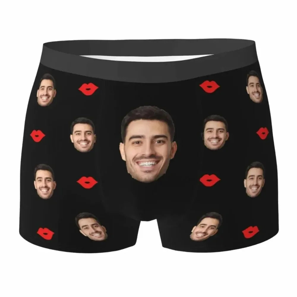 Personalized Face Photo Underwear Custom Heart Boxer Briefs Men Briefs  Gift For Husband Anniversary Gift for Dad