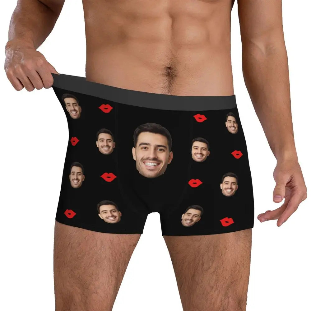 Men Gift Custom Face Boxers Valentine's Day Gift Personalized Photo Underwear Design Birthday Boxer Briefs for Boyfriend Husband