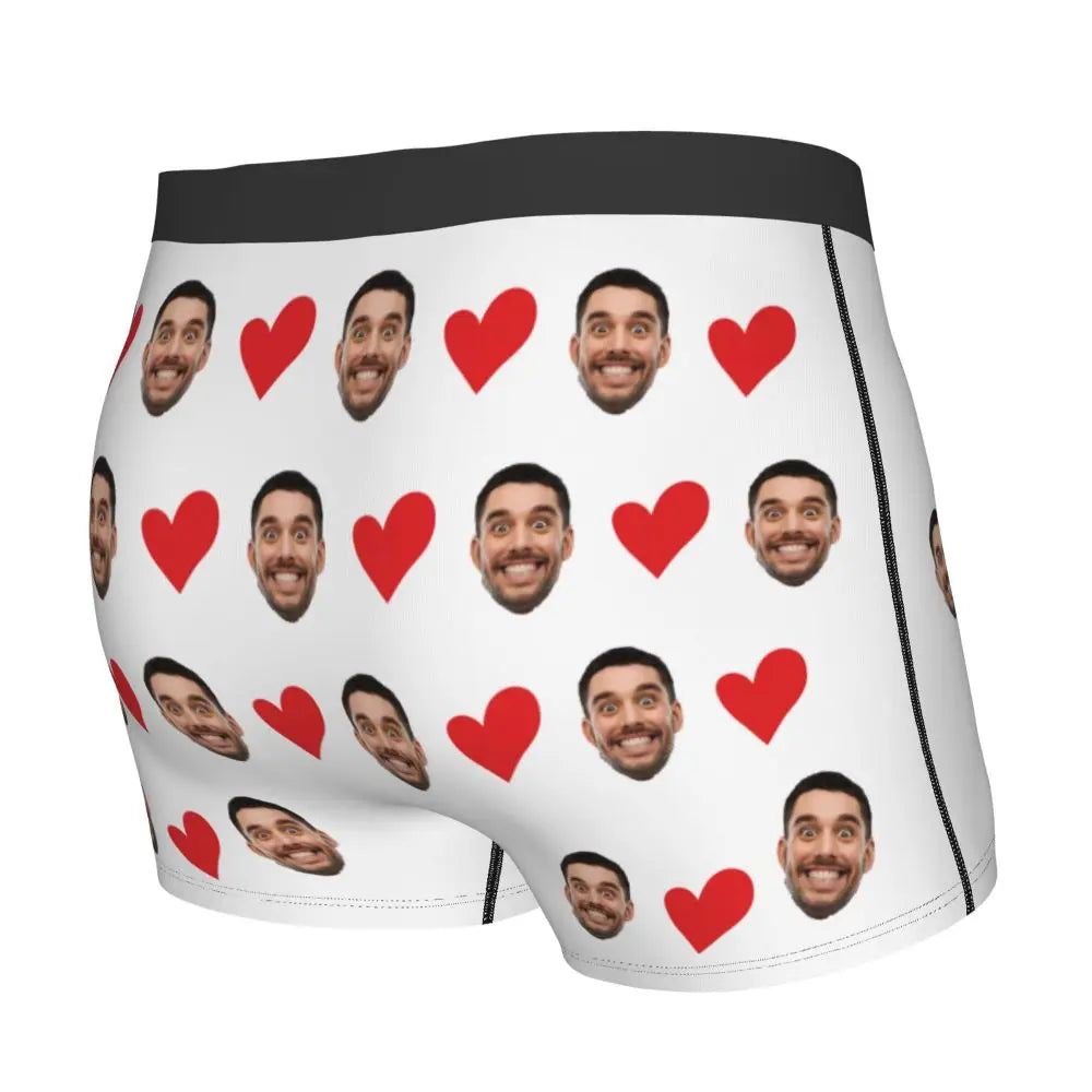 Personalized Face Photo Underwear Custom Heart Boxer Briefs Men Briefs  Gift For Husband Anniversary Gift for Dad