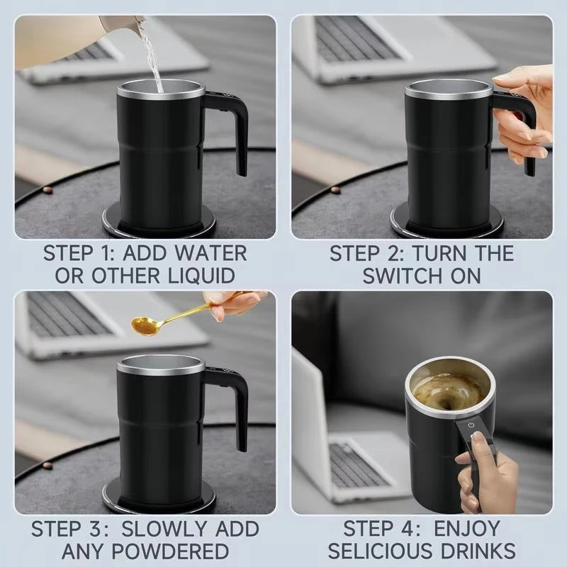 380ML Mini Electric Coffee Self Mixing Mug IP67 Waterproof Food Safe Coffee Mug USB Rechargeable Automatic Magnetic Cup For Tea