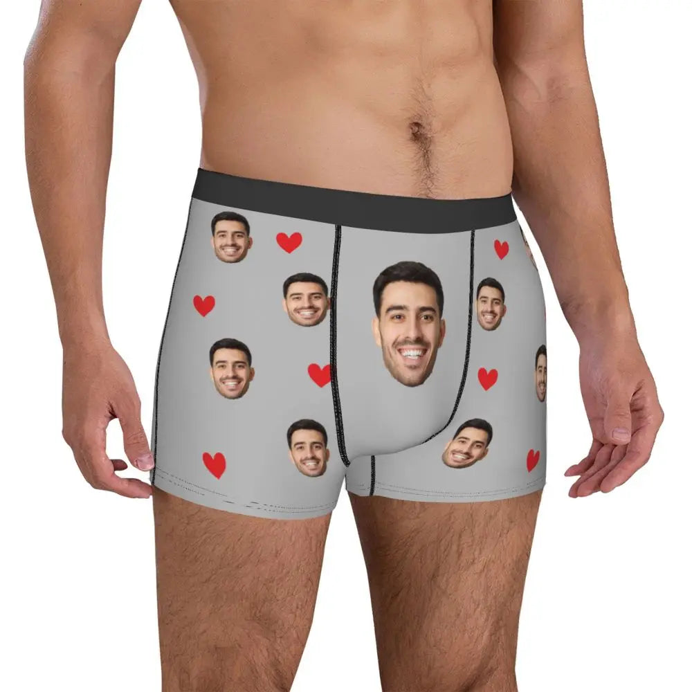 Men Gift Custom Face Boxers Valentine's Day Gift Personalized Photo Underwear Design Birthday Boxer Briefs for Boyfriend Husband