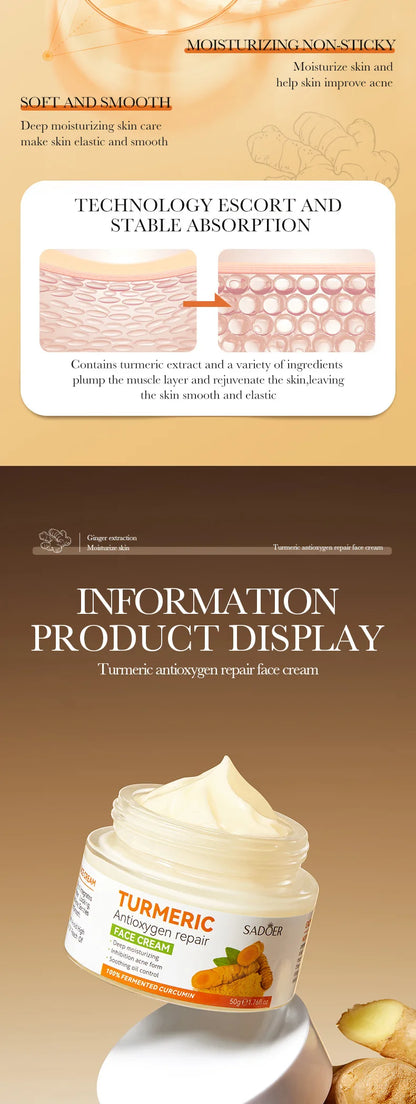 Natural Handmade Turmeric Soap Face Cream Serum Skin Care Set Clean Cutin Oil Control Removal Acne Whitening Remove Dark Spots - AR Perk Inc