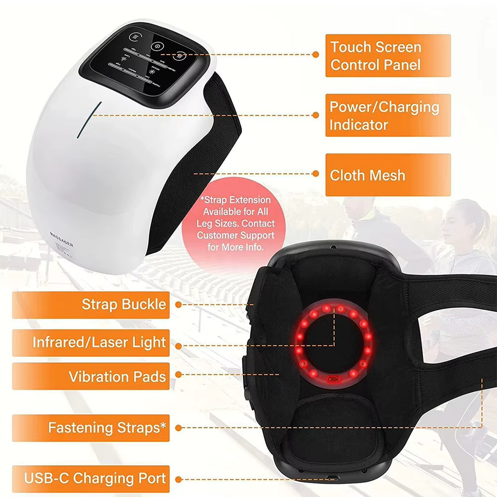 Knee Massager Infrared Heat and Vibration Knee Pain Relief for Swelling Stiff Joints Stretched Ligament and Muscles Injuries