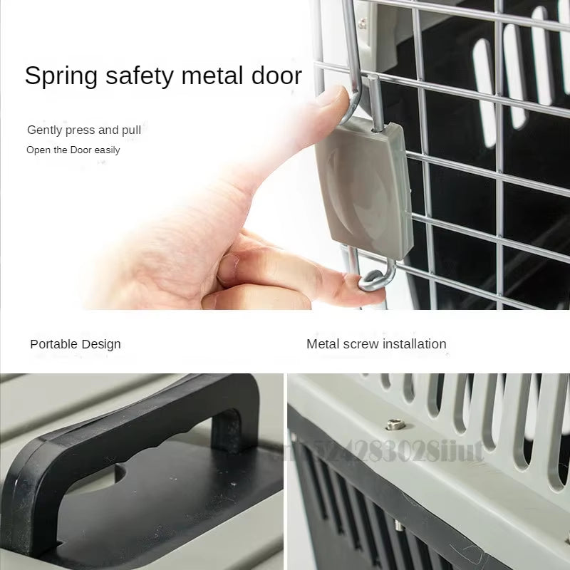 Large Space Pet Box, Portable Universal Cat Dog Cage, Air Travel Car Carrier with Removable Travel-Ready Design